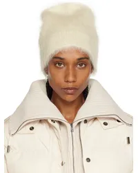 Jil Sander White Brushed Beanie Eggshell