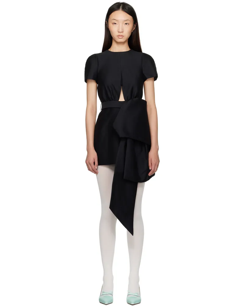 SHUSHU/TONG Black Bowknot Patchwork Minidress Ba100