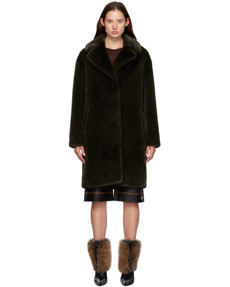 STAND Brown Camille Faux-Fur Cocoon Coat 87200