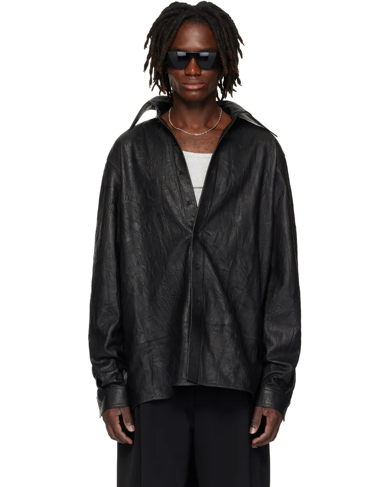 LU'U DAN Black Misfit Leather Jacket Black