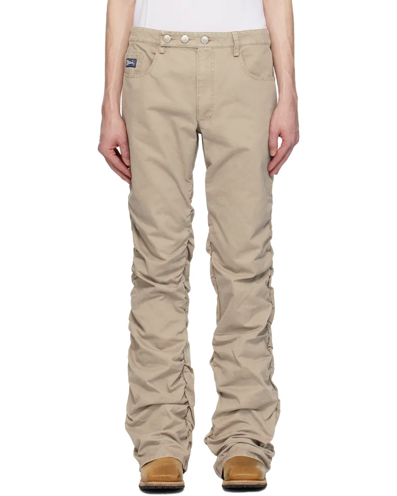 MISBHV Beige Cotton Twill Stacked Trousers Beige