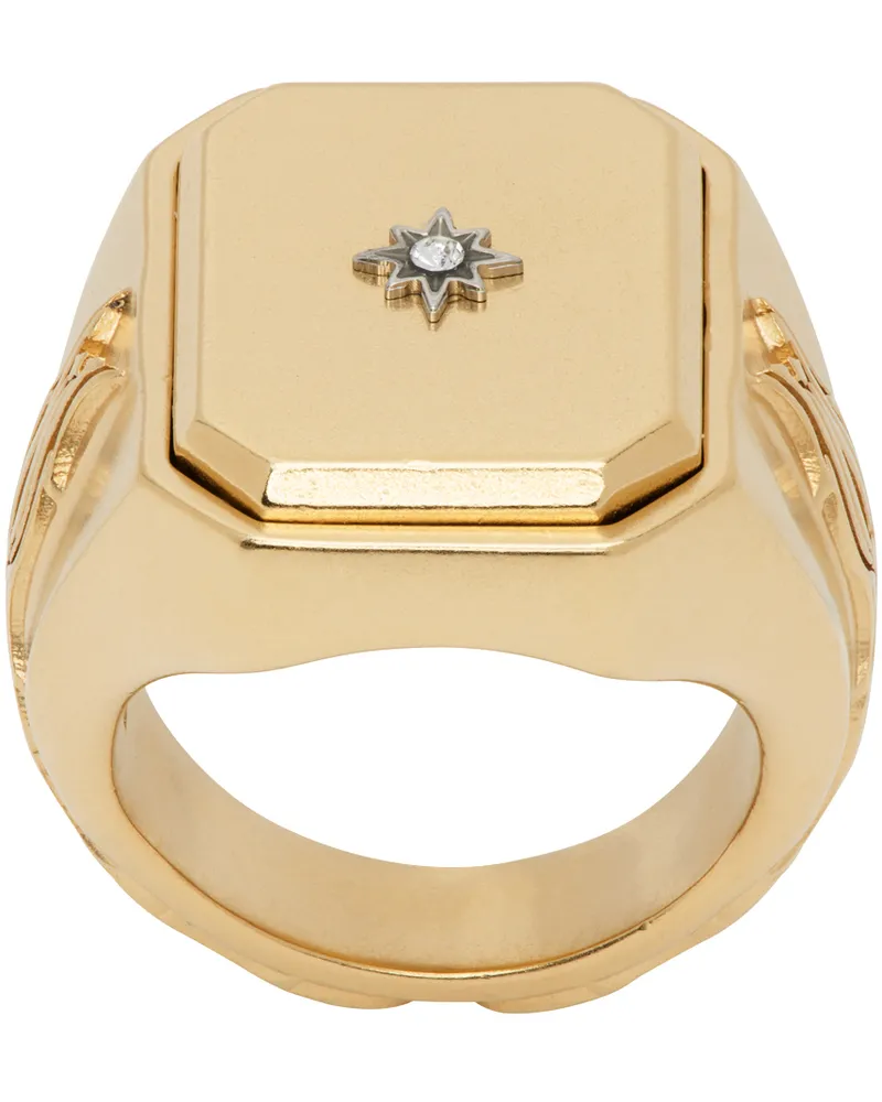 Maison Margiela Gold Enamel Animation Signet Ring 965