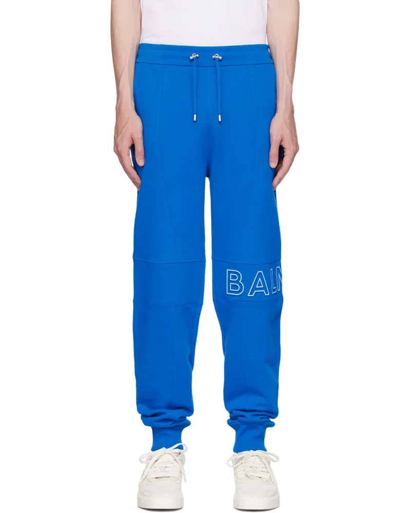 Balmain Blue Embossed Sweatpants Shx