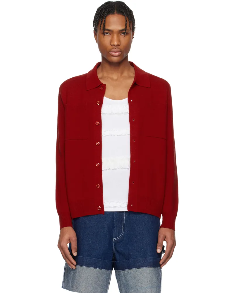 Simone Rocha Red Knit Workwear Cardigan Red
