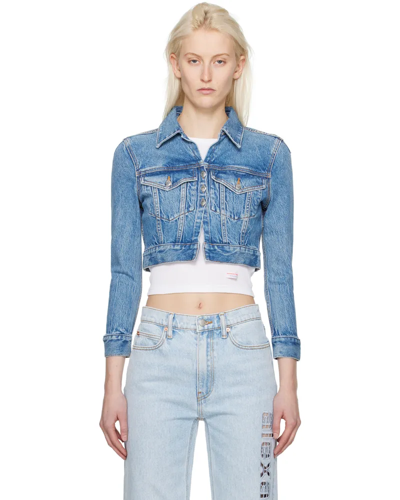 Alexander Wang Blue Shrunken Cardi Denim Jacket 482a
