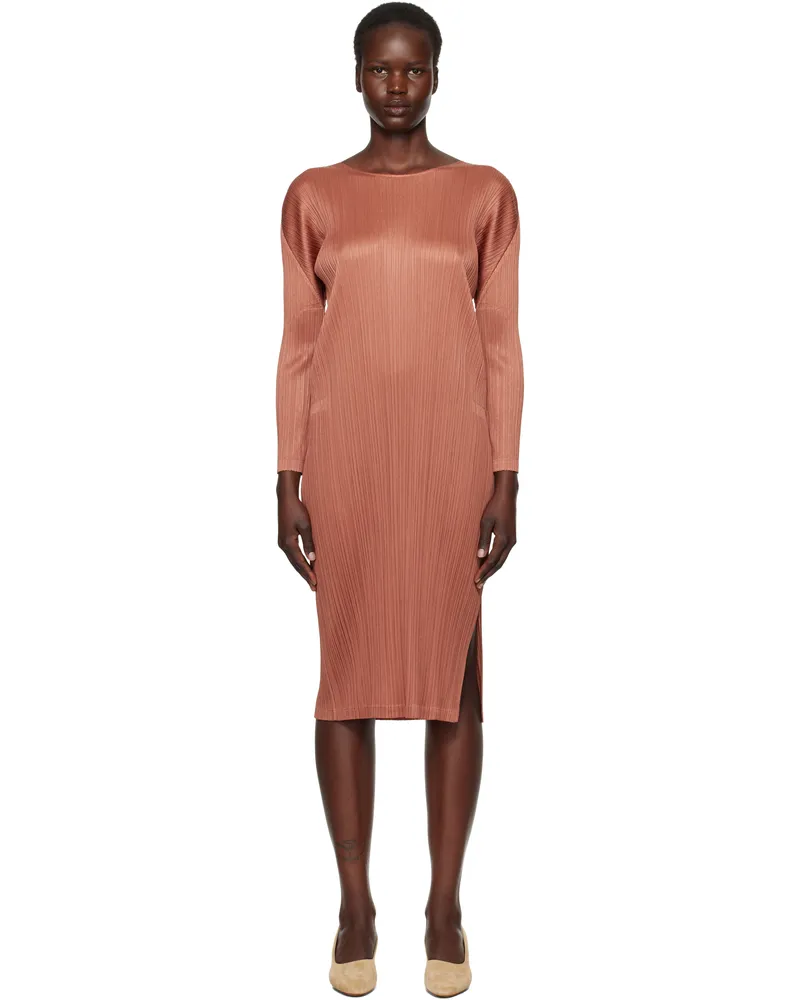 Issey Miyake Brown Monthly Colors December Midi Dress 46