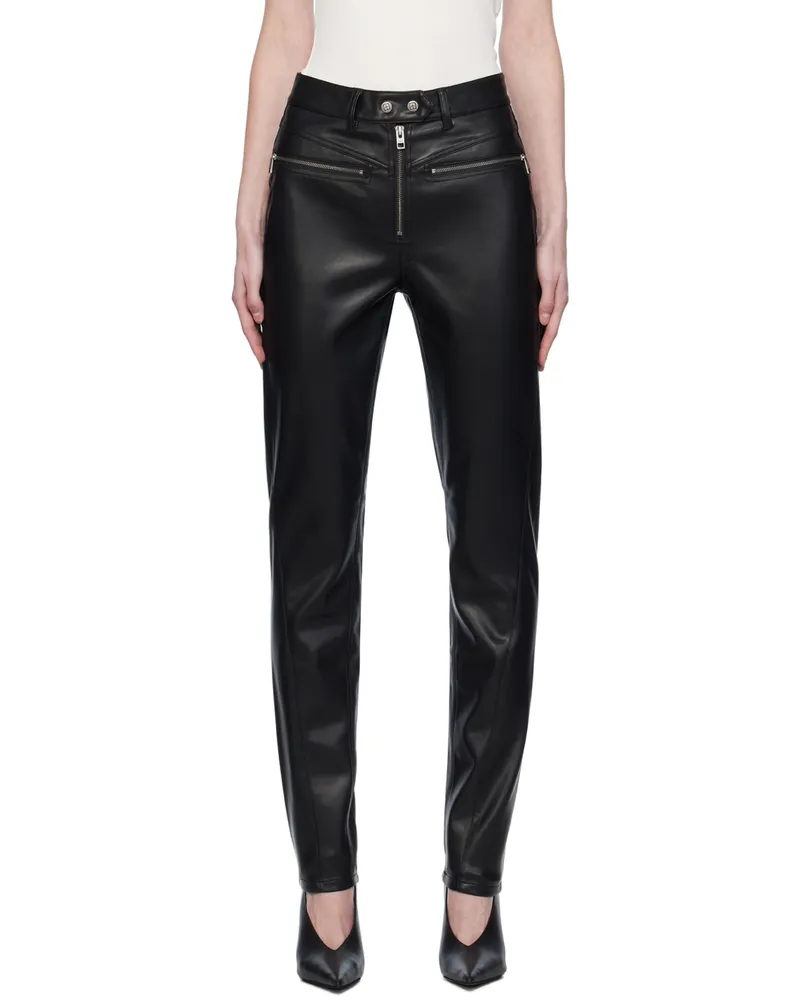 ksubi Black Vivienne Faux-Leather Trousers Black