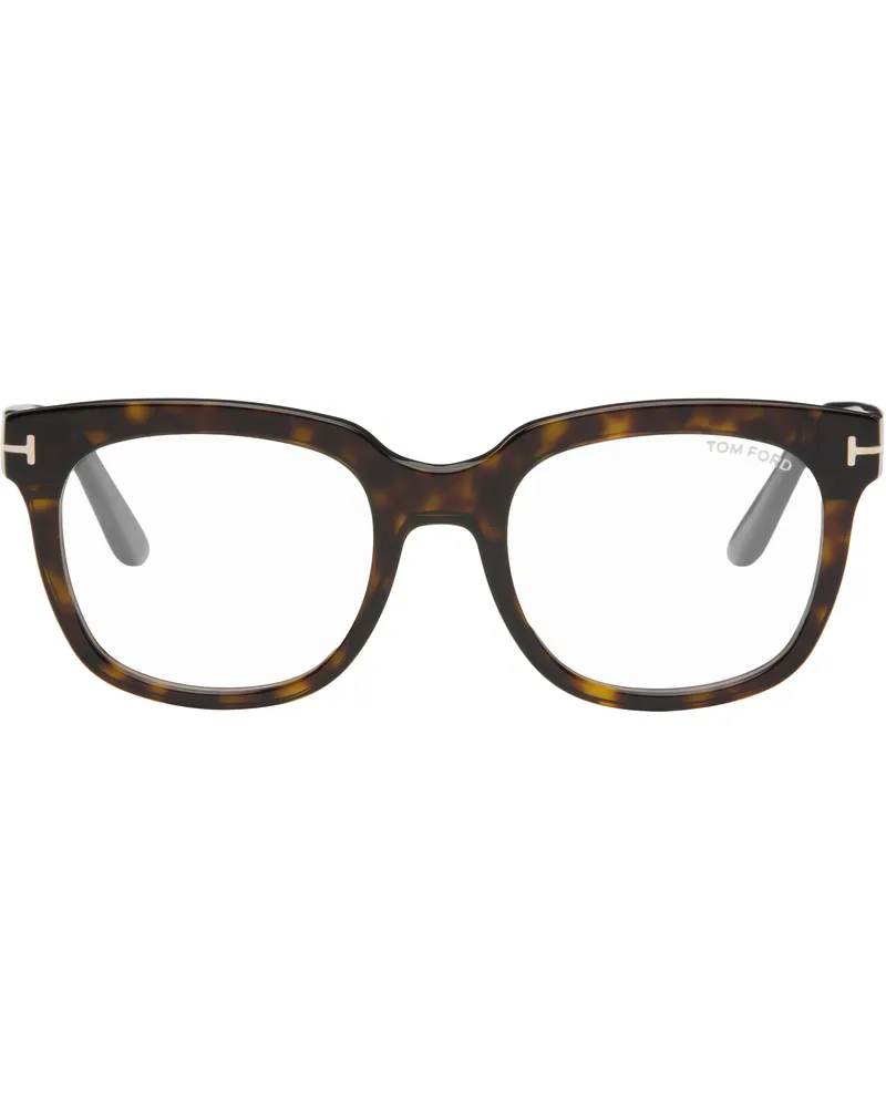 Tom Ford Brown & Black Full Rim Square Acetate Glasses 052