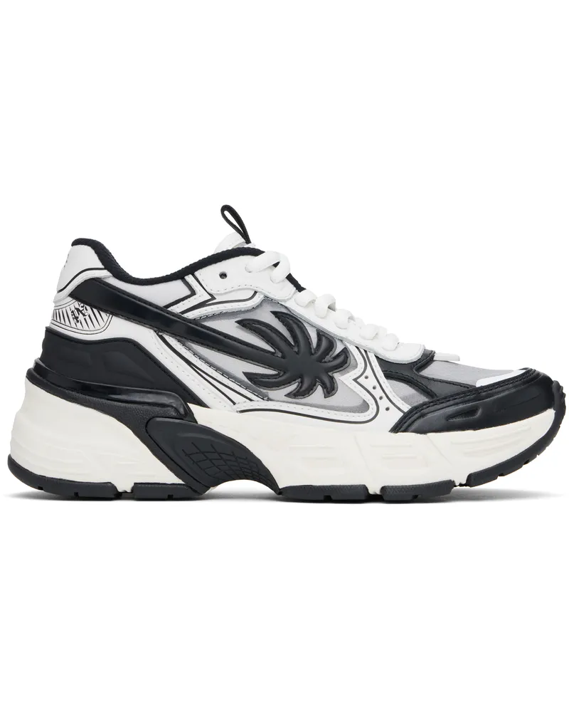 Palm Angels Black & White PA 4 Leather Sneakers Black