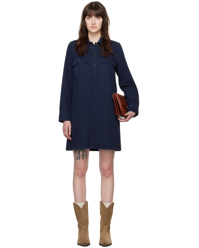 A.P.C. Navy Mia Denim Minidress Iak