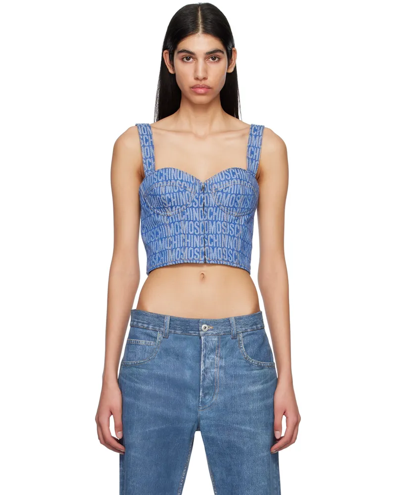 Moschino Blue Jacquard Denim Camisole Fantasy