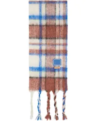 Adererror Brown & Blue Cland Plaid Muffler Scarf Ivory