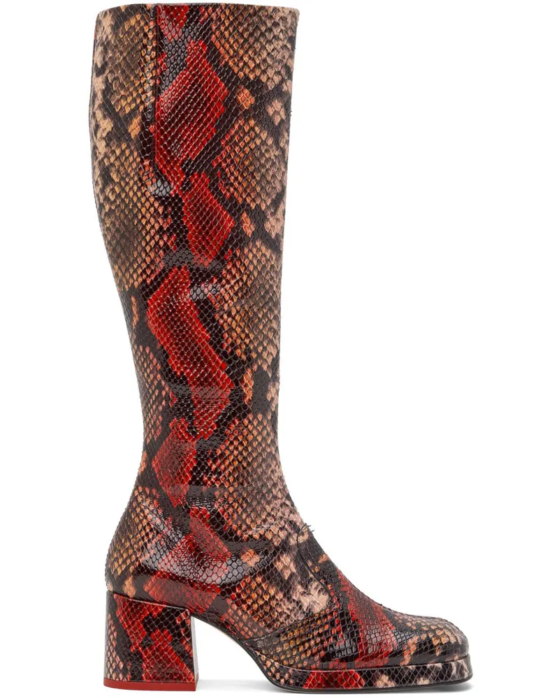 Miista Red Donna Boots Snake