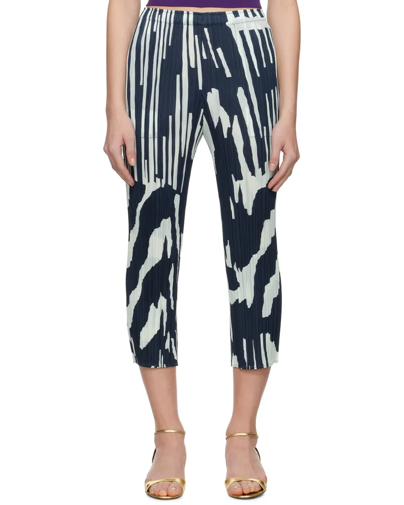 Issey Miyake Navy & Blue Refraction Trousers 77