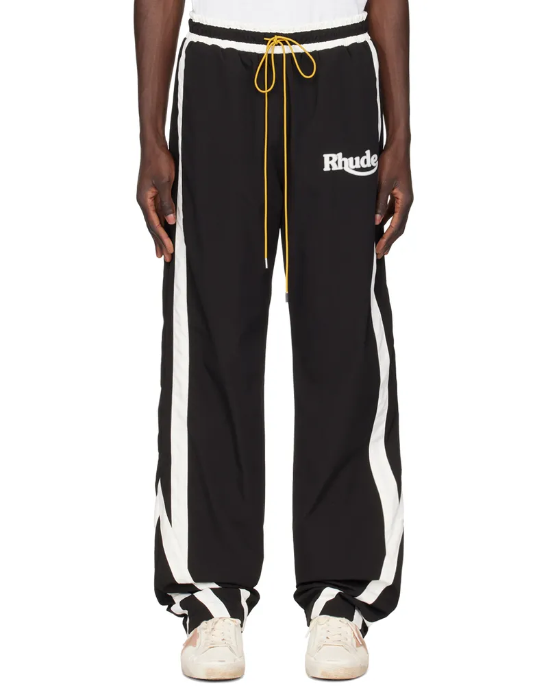 RHUDE Black & Off-White Ski Track Pants Black