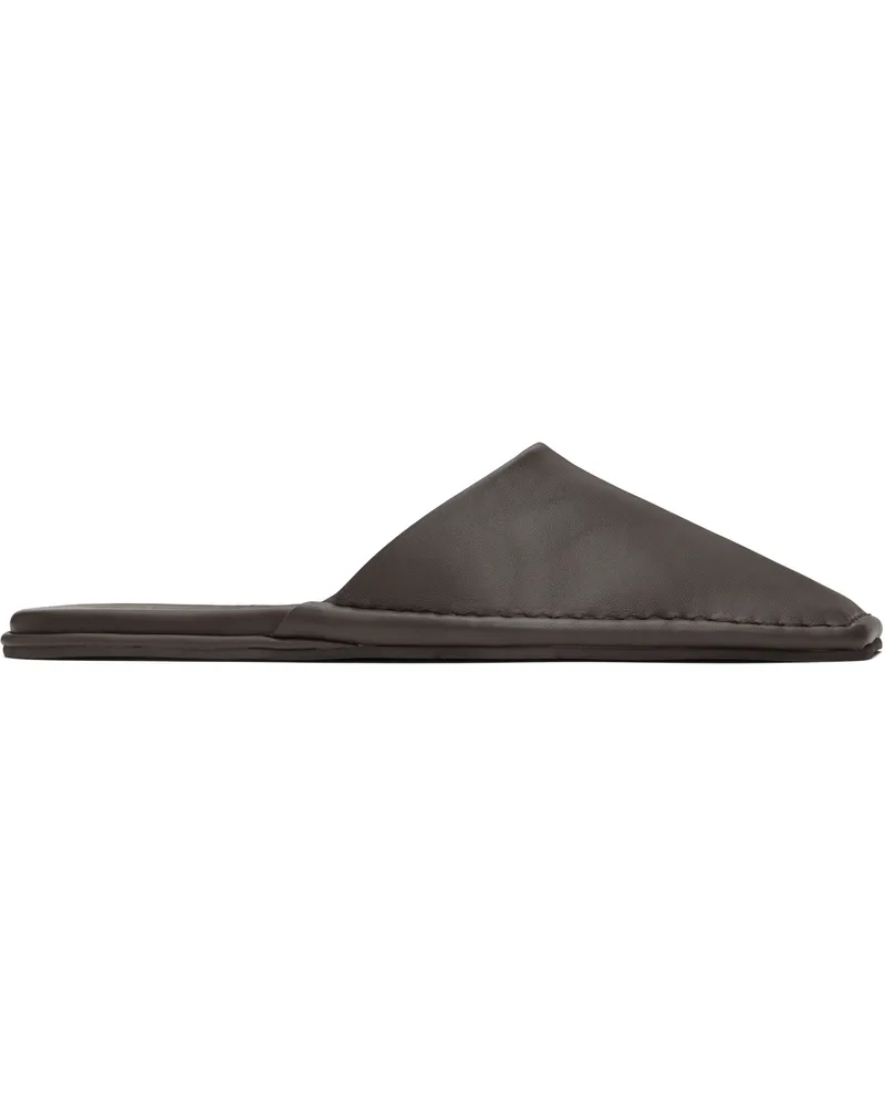 St. Agni Brown Soft Square Toe Slippers Chocolate
