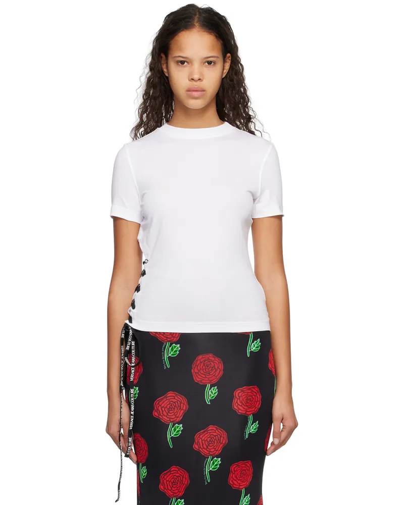 Versace Jeans White Lace-Up T-Shirt E003