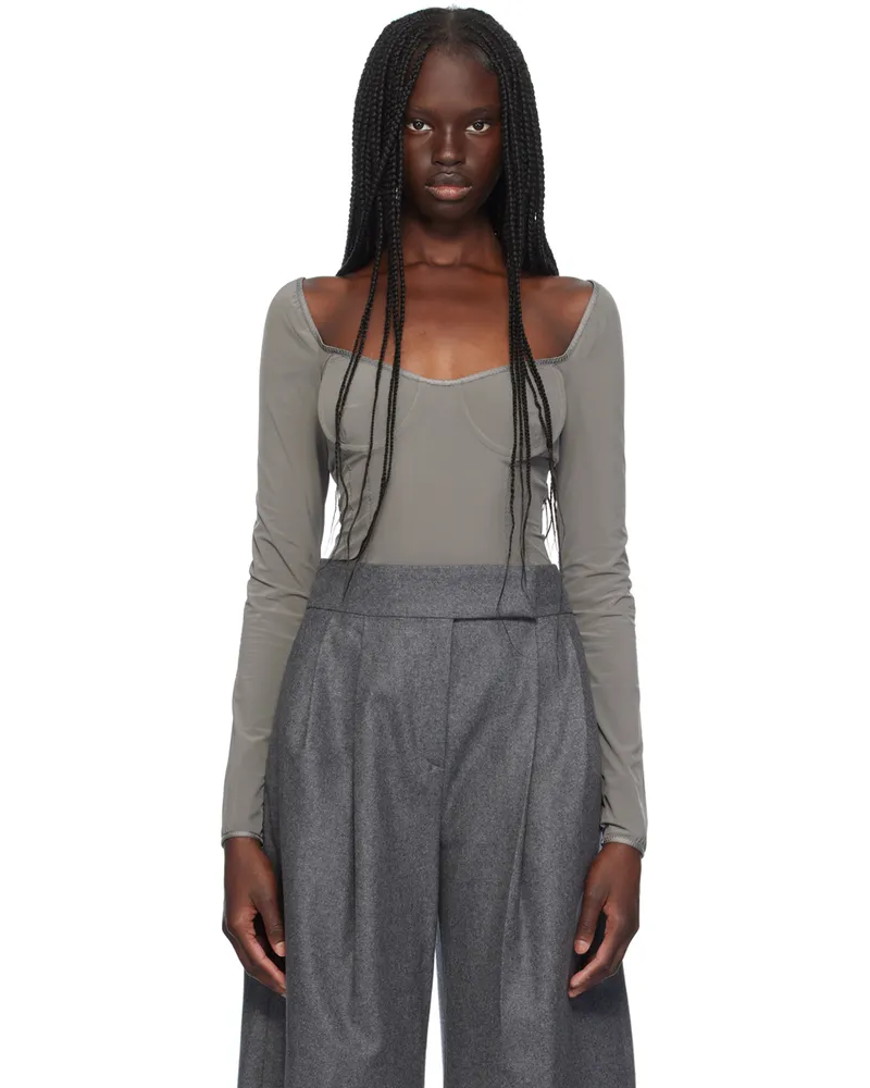 Paris Georgia Gray Underwire Bodysuit Slate