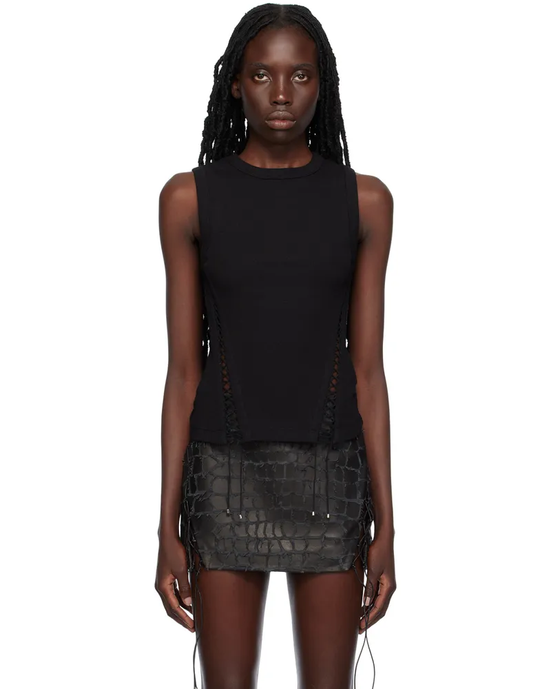 Dion Lee Black Slit Tank Top Black