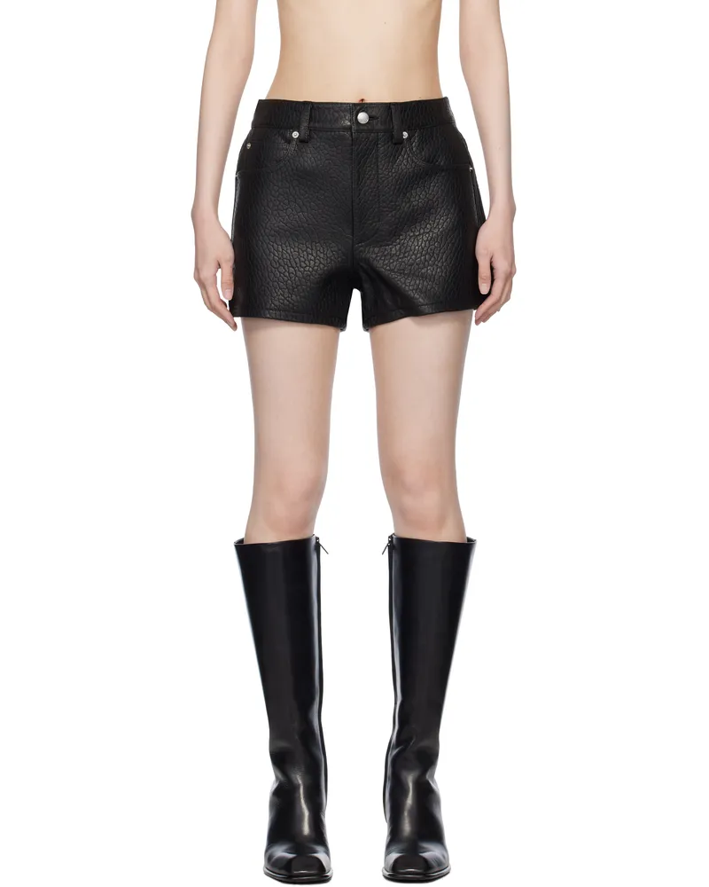 Alexander Wang Black High-Waist Primal Nappa Lambskin Shorts Black