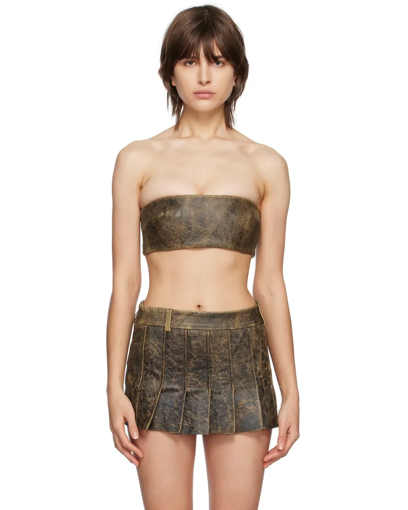 16ARLINGTON Brown Blaise Leather Tube Top Sand