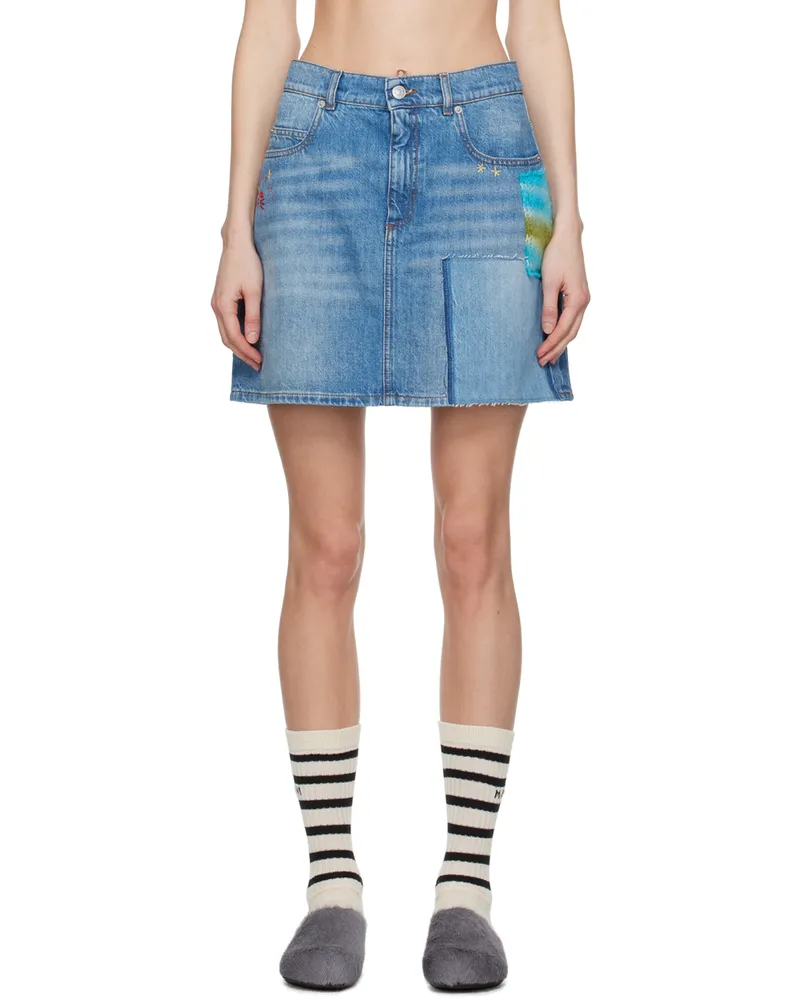 Marni Blue Paneled Denim Miniskirt Sdb50