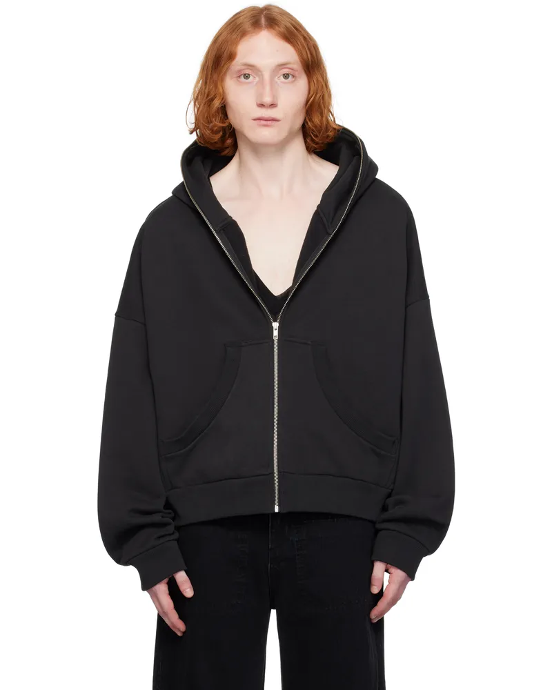 Entire Studios Black Eternal Zip Hoodie Soot
