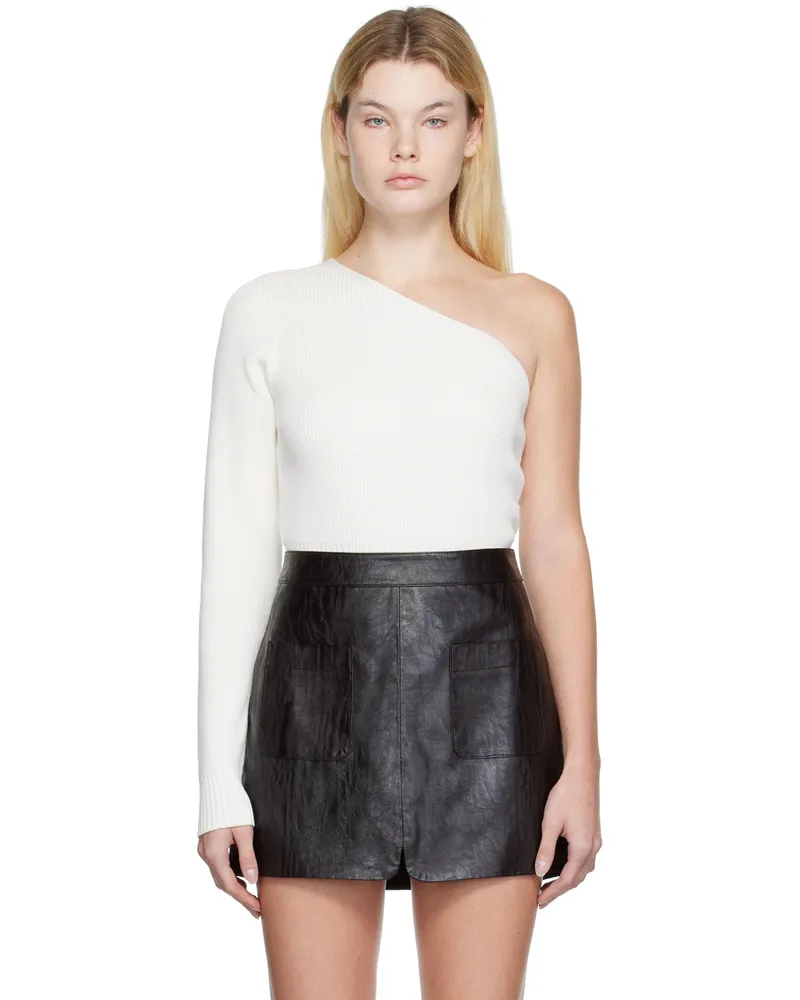 DRAE White Asymmetric-Sleeve Sweater White