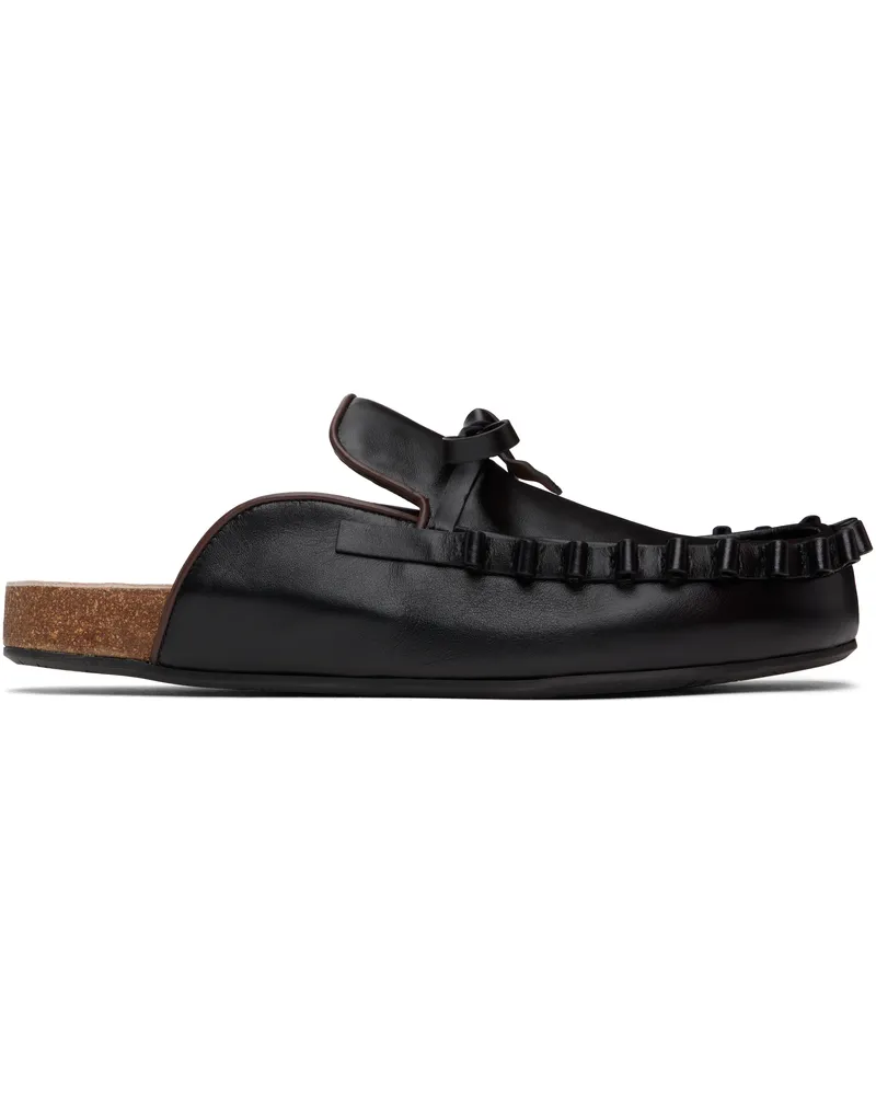 J.W.Anderson Black Ruffle Slip-on Loafers 999