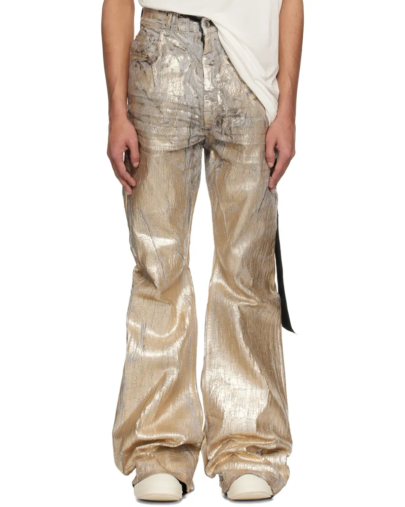 DRKSHDW by Rick Owens Gold Hollywood Bolan Bootcut Jeans 02
