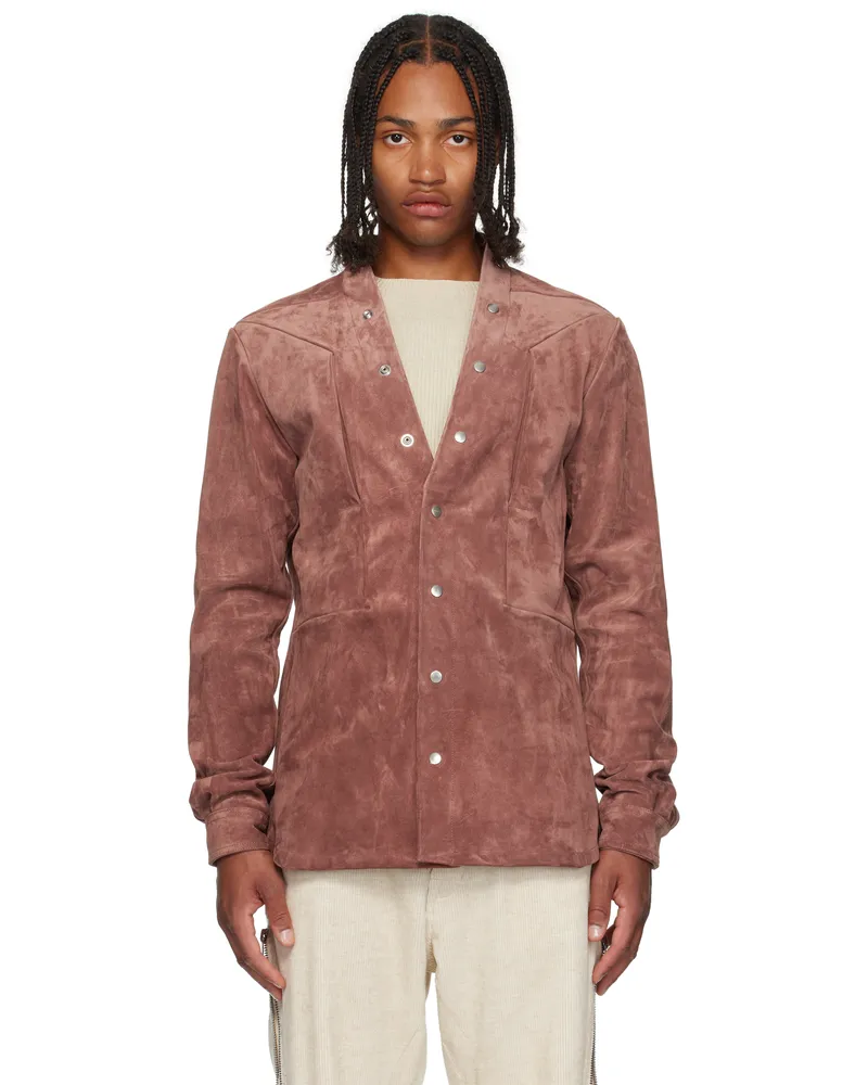 Rick Owens Pink Concordians Larry Fogpocket Suede Jacket 13