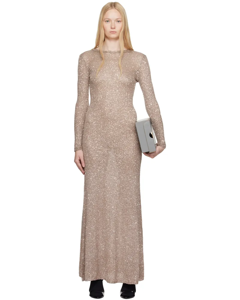 Balenciaga Beige Sequin Maxi Dress 2182