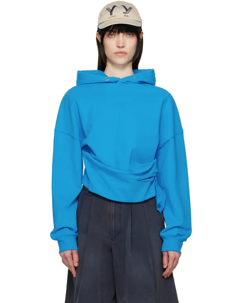 OPEN YY Blue Deconstructed Hoodie Blue