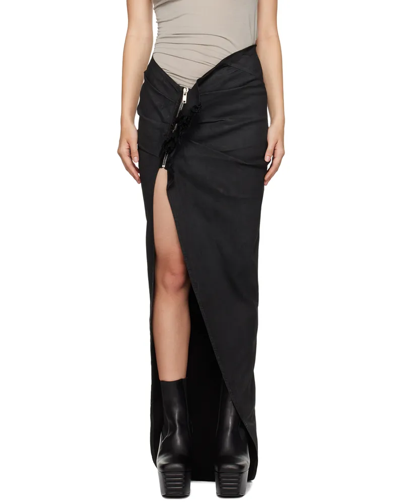 DRKSHDW by Rick Owens Black Porterville Edfu Denim Maxi Skirt 99