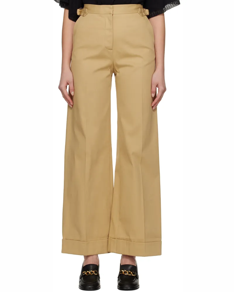 See by Chloé Brown Wide Cuffed Trousers 220
