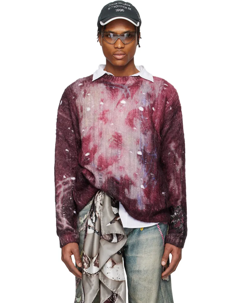 Acne Studios Purple Printed Knit Sweater Ad8