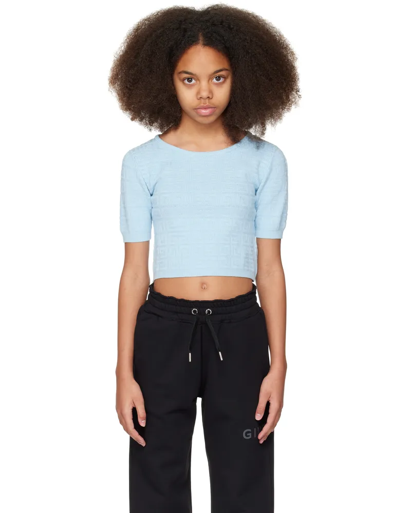 Givenchy Kids Blue 4G Jacquard Knit Sweater 772