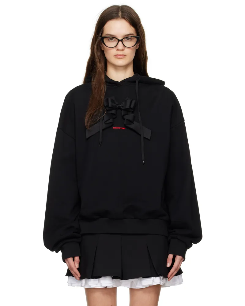 SHUSHU/TONG Black 3D Bow Loose Hoodie Ba100