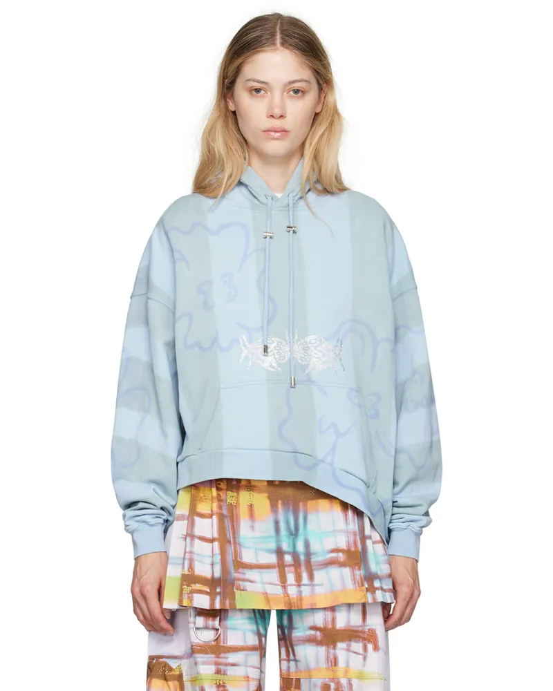Collina Strada Blue Wave Hem Hoodie Storm