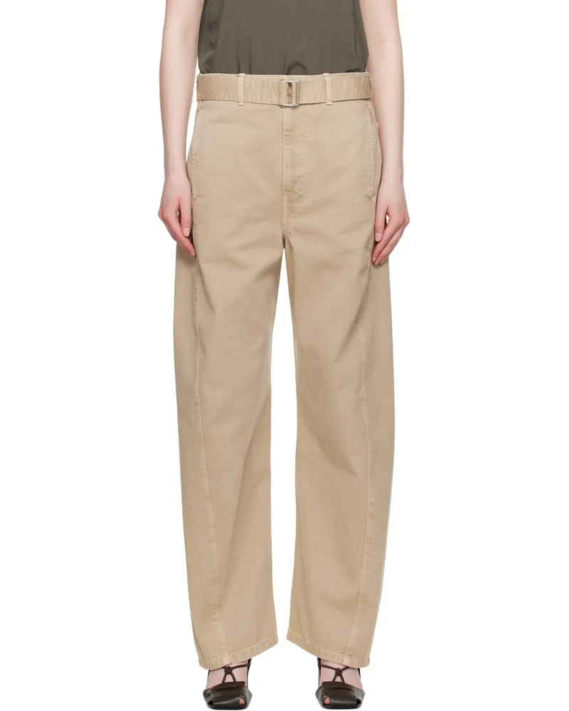 Christophe Lemaire Beige Twisted Belted Jeans Bg223