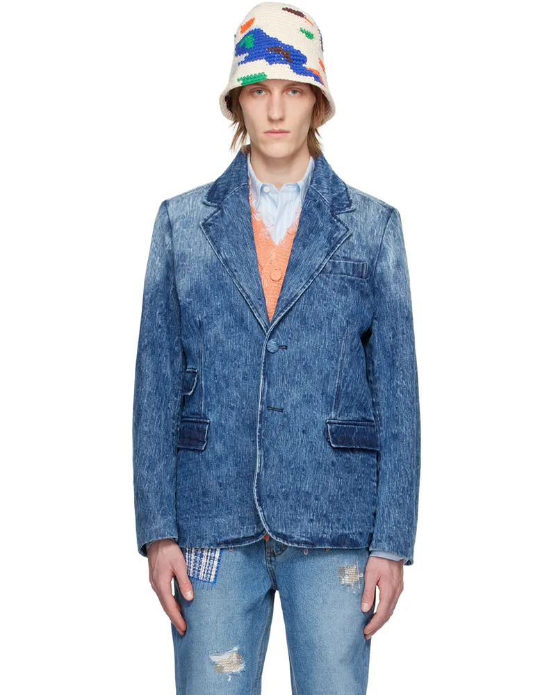 Adererror Blue Notched Denim Blazer Blue