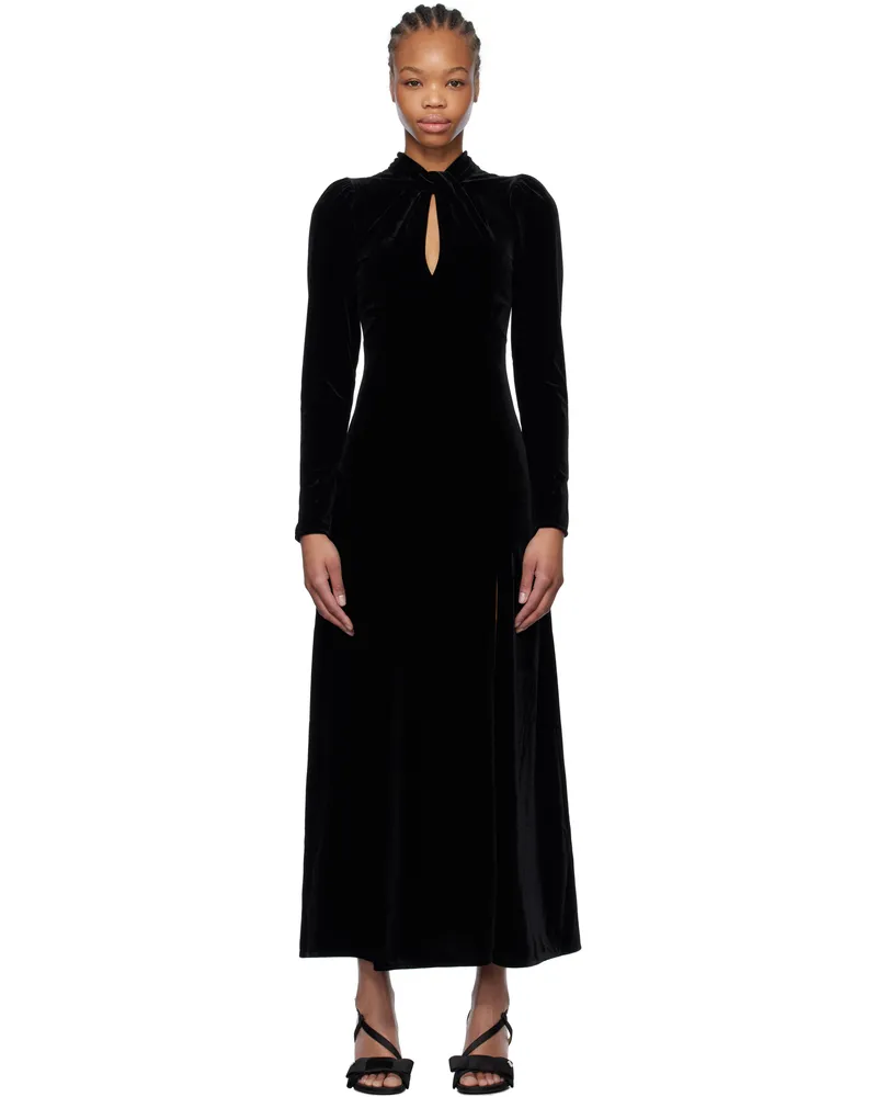Ganni Black Velvet Maxi Dress 099
