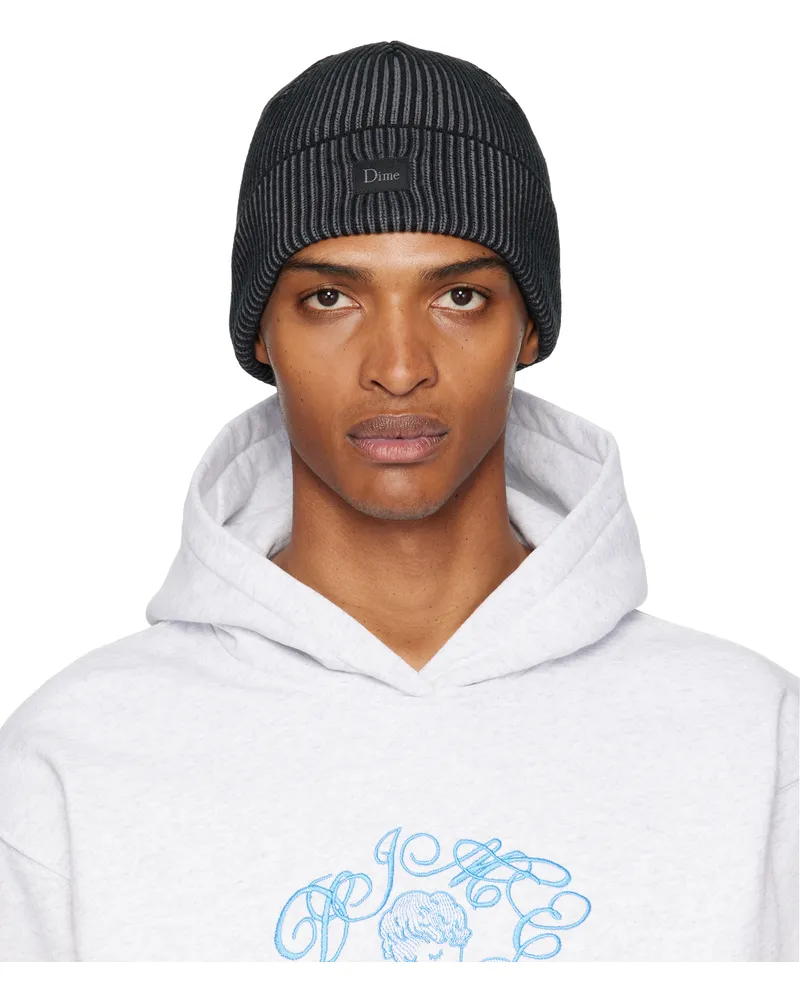 Dime Black & Gray Classic Rib Beanie Black