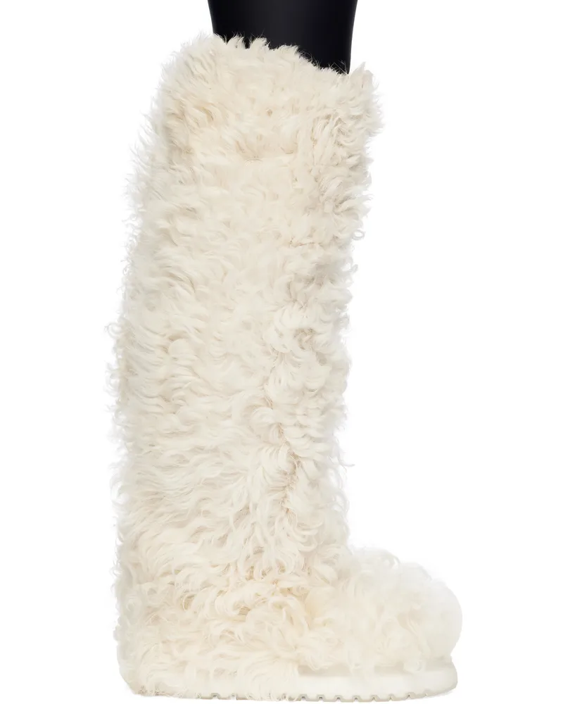 Moncler White Beverly High Shearling Tall Boots 034