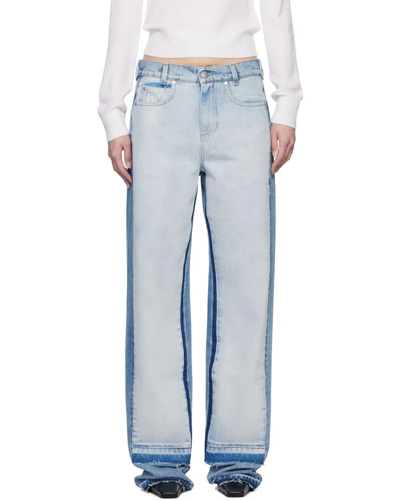 Stella McCartney Blue Contrast Panel Straight Leg Jeans 4545