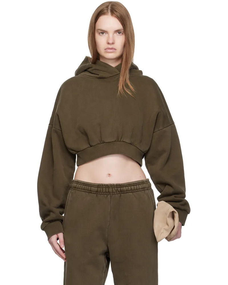 Entire Studios Brown Cropped Heavy Hoodie Brunette
