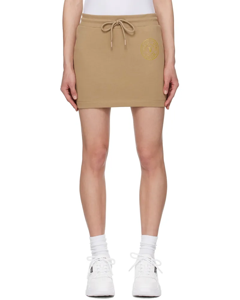 Versace Jeans Tan V-Emblem Miniskirt E737