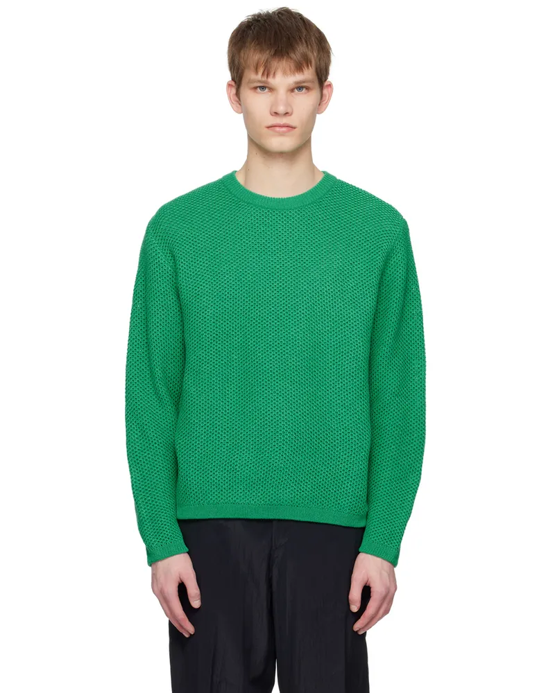 SOLID HOMME Green Open Work Sweater 518f