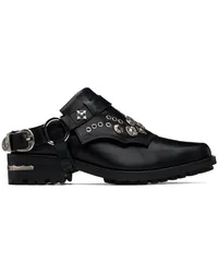 Toga Black Leather Slip-on Loafers Black