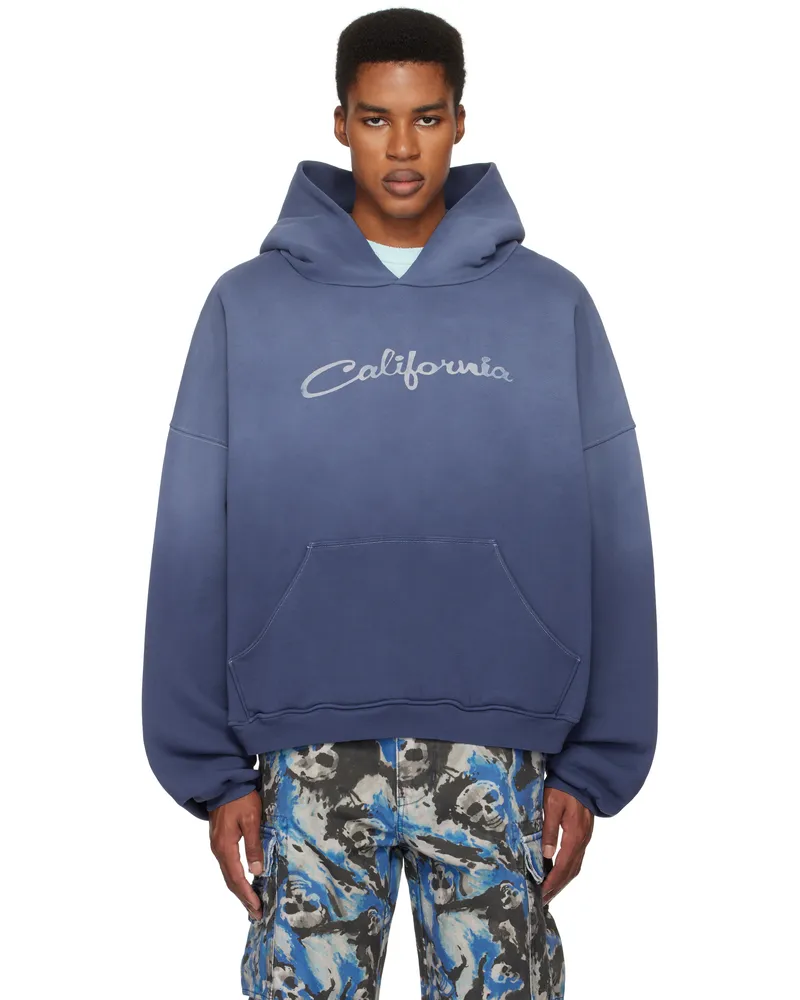 ERL Blue 'California' Hoodie Navy
